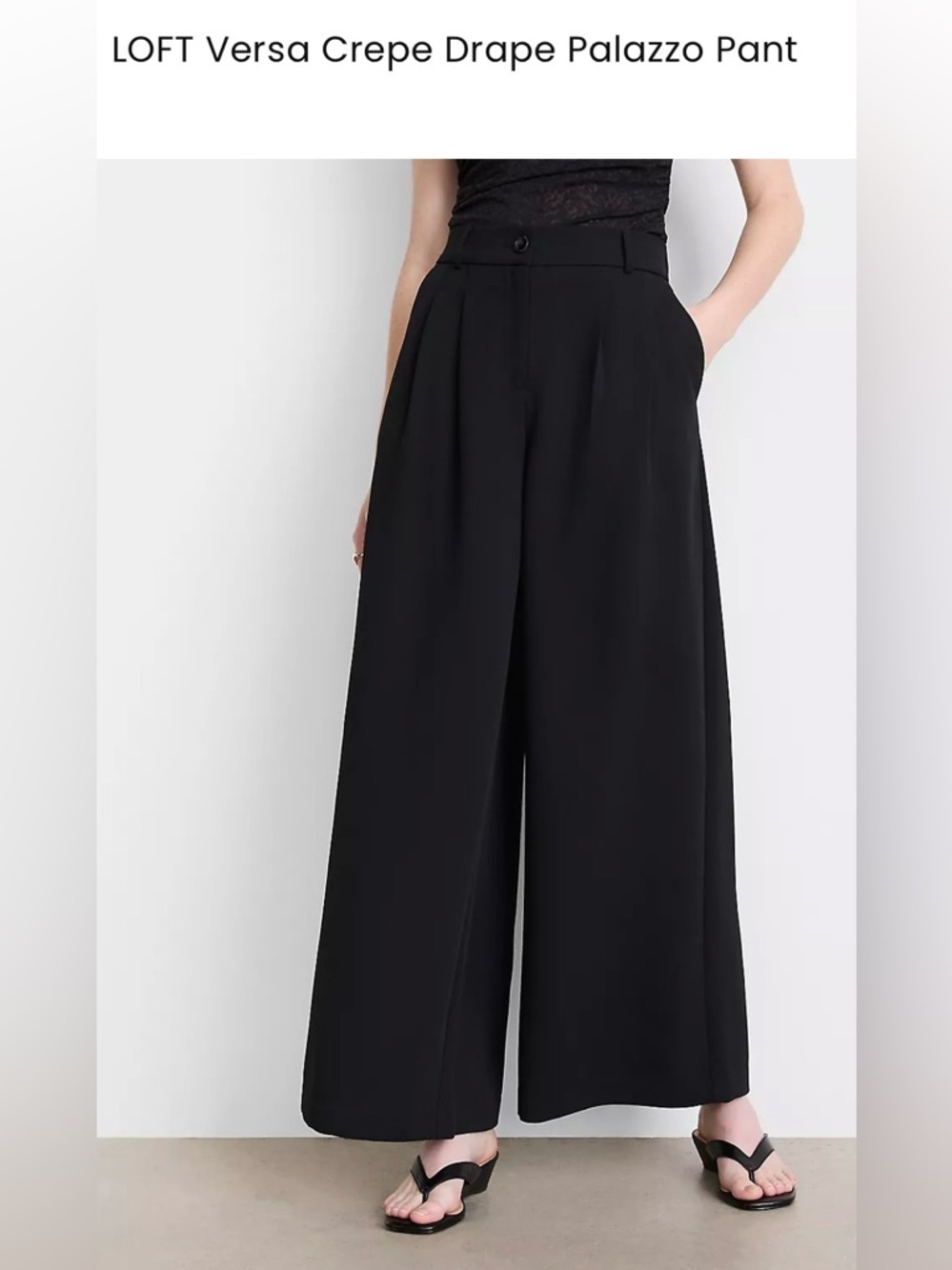 LOFT Versa Crepe Drape Palazzo Pant in Black sz 6